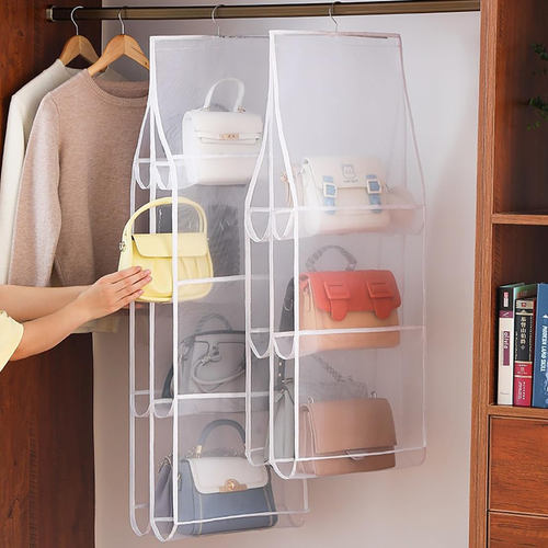 Hanging Handbag Organizer for Closet, 8-Pocket Purse Storage Holder, Space-Savin - Picture 3 of 12