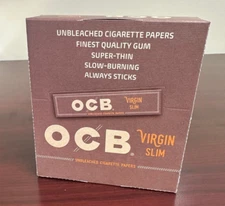 OCB Virgin Slim Size Rolling Paper -Full Box -24 Packs Factory Box Papers