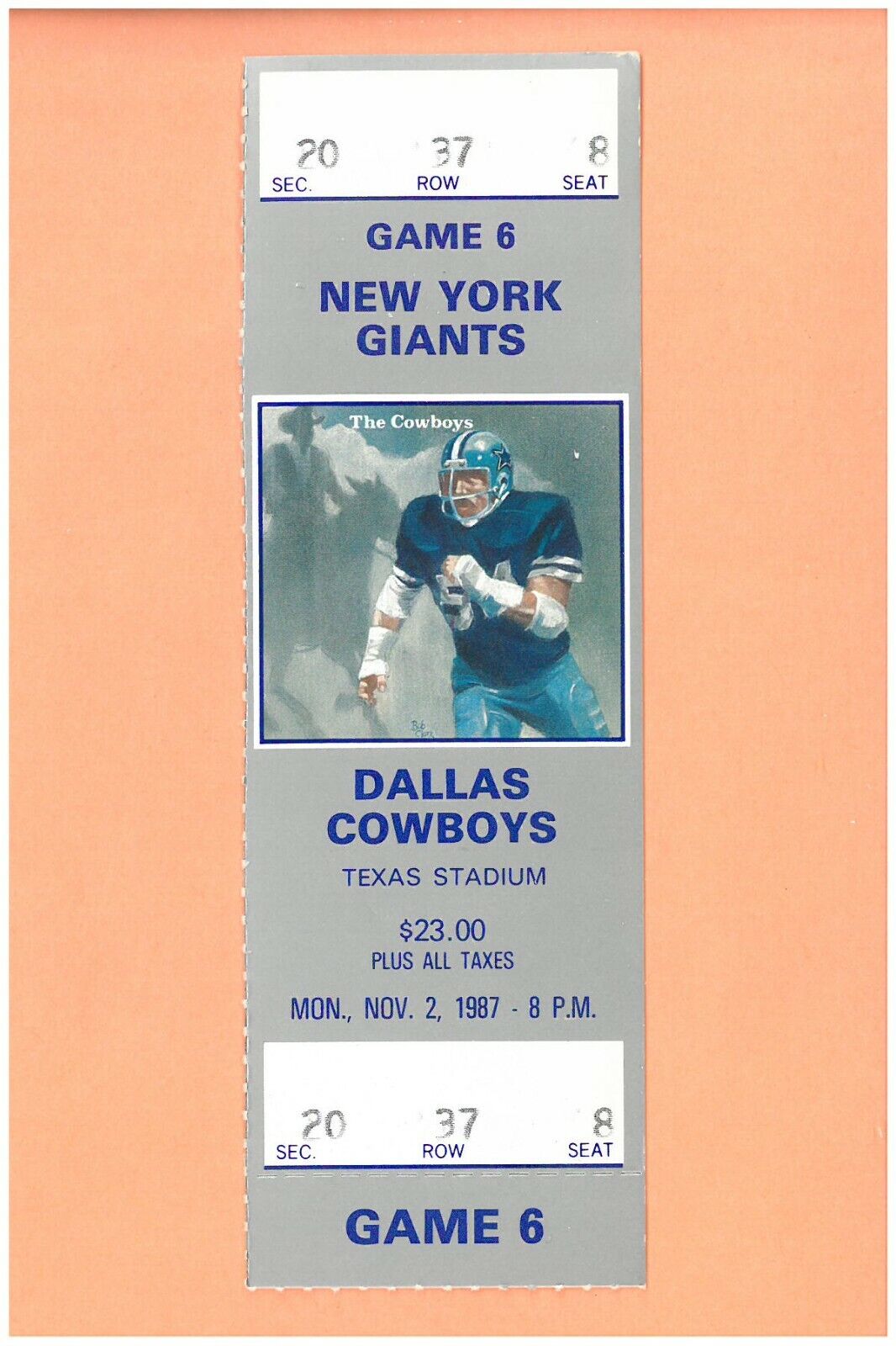 New York Giants @ Dallas Cowboys 11-2-1987 FULL NFL ticket HOF R