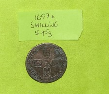 1697 Silver SHILLING Coin WILLIAM III (1694 - 1702) 5.75grams ESC1091