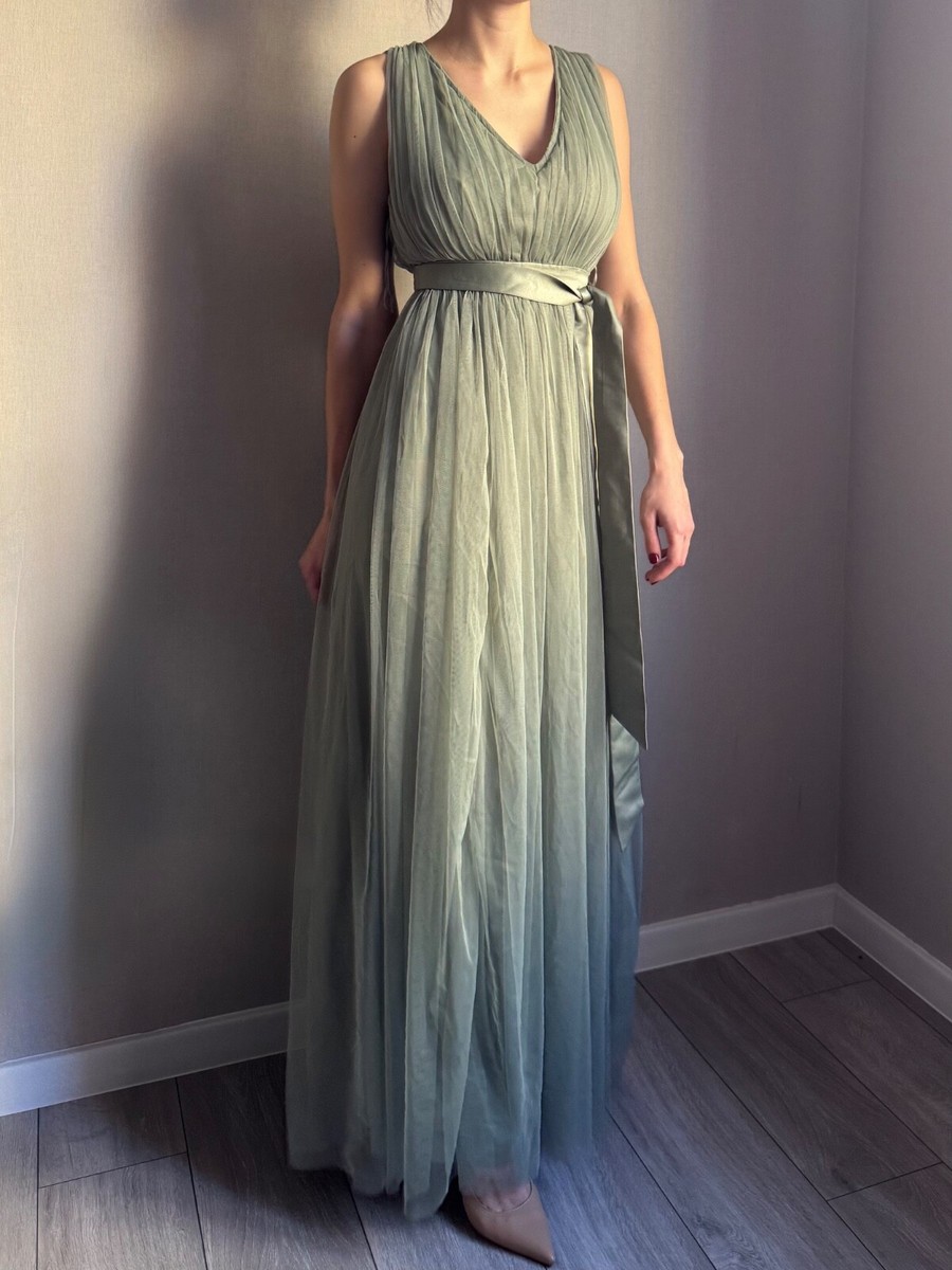 anaya with love green dress Anaya With Love Soft Green Ribbon Detail Midi Dress
