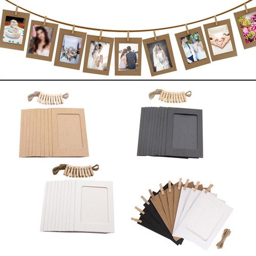 10PCS Paper Photo Frame Wooden Clip Paper Picture Holder Wall Decoration - Picture 1 of 15