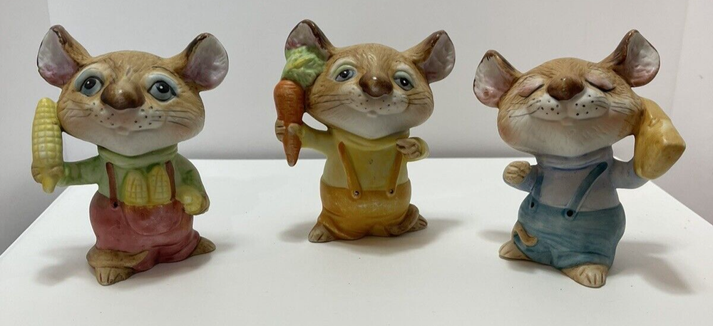 Homco Harvest Country Mice Vintage Figurines  # 5601 (three of three set)