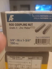 3/8-16 X 1 3/4 Hex Rod Coupling Nuts Threaded Rod Connectors Zinc 100 Pieces