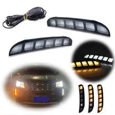 White DRL & Sequential Amber Signal Switchback LED Light For 16-19 Ford Explorer