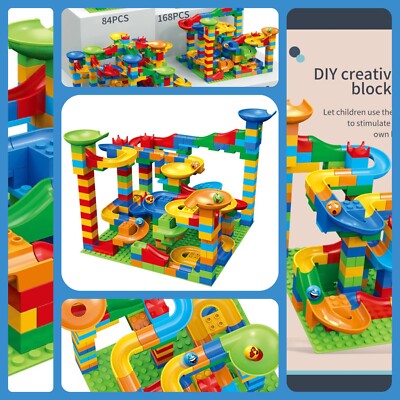 Race Run Construction Marble Blocks Funnel Set Slide Building Assembly Bricks L