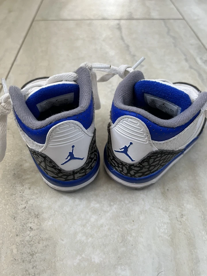 Nike Air Jordan 3 Retro TD Racer Azul, Blanco. Bebé pequeño talla 5C Foto 3 de 4