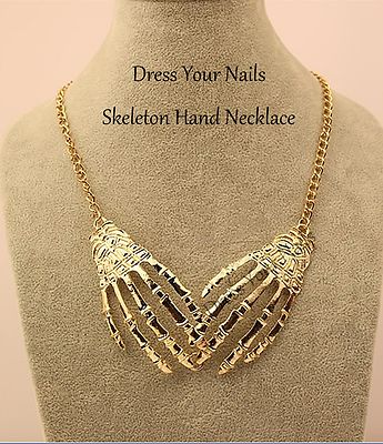 metal skeleton hand choker