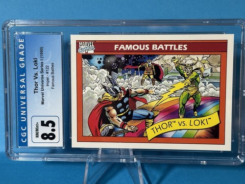 1990 Impel Marvel Universe Famous Battles Thor vs Loki Card #122 Graded CGC 8.5