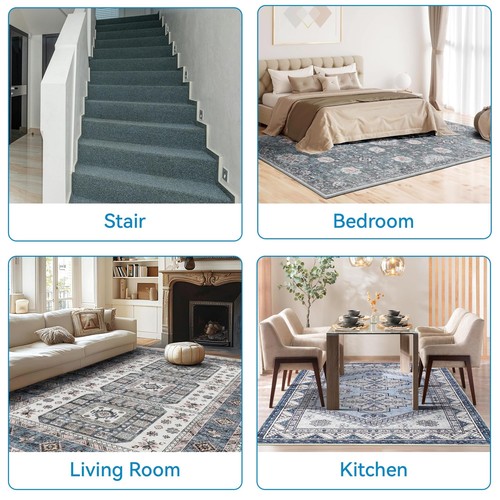 8 Pcs Rug Tape Double-Sided Adhesive Rugs Non-Slip Pad Reusable Washable Keep... - Picture 4 of 7