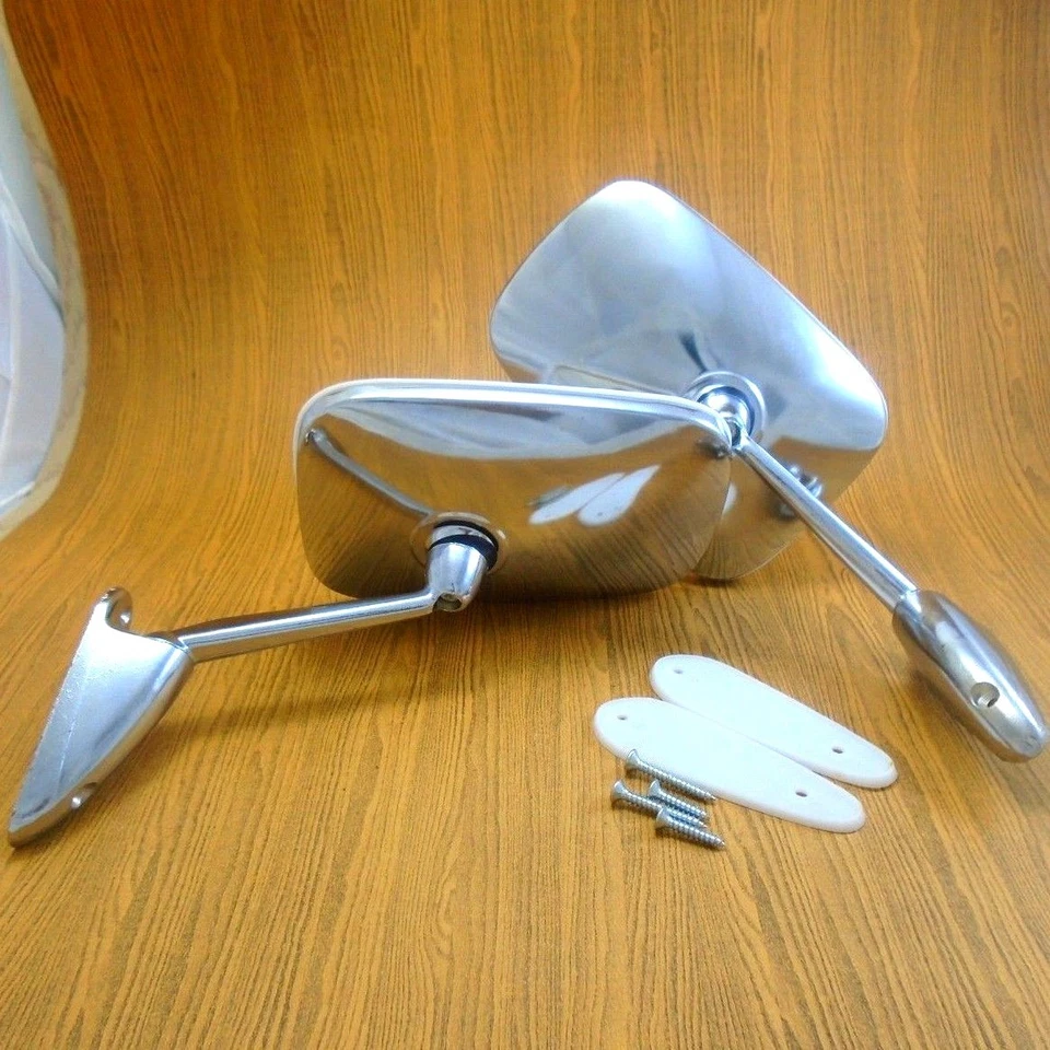 Par de espejos retrovisores de guardabarros cromados puerta derecha derecha derecha Volvo 145: 1966-1974 1973 1972 vagón Foto 3 de 4