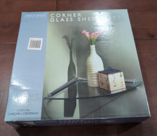 New Shelf Made 12" x 12" Corner Glass Shelf Kit, Chrome Finish