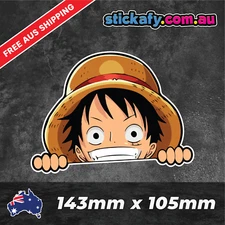 Luffy Peeking Sticker Funny Laptop Car Window Bumper 4x4 ute JDM Decal One Piece