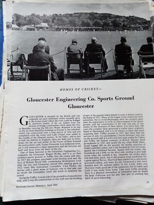 El42 Ephemera 1966 Cricket Artikel Gloucester Engineering Co Sportplatz 