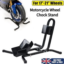 MOTORCYCLE MOTORBIKE FRONT WHEEL CHOCK STORAGE VAN TRANSPORT PADDOCK STAND CLAMP