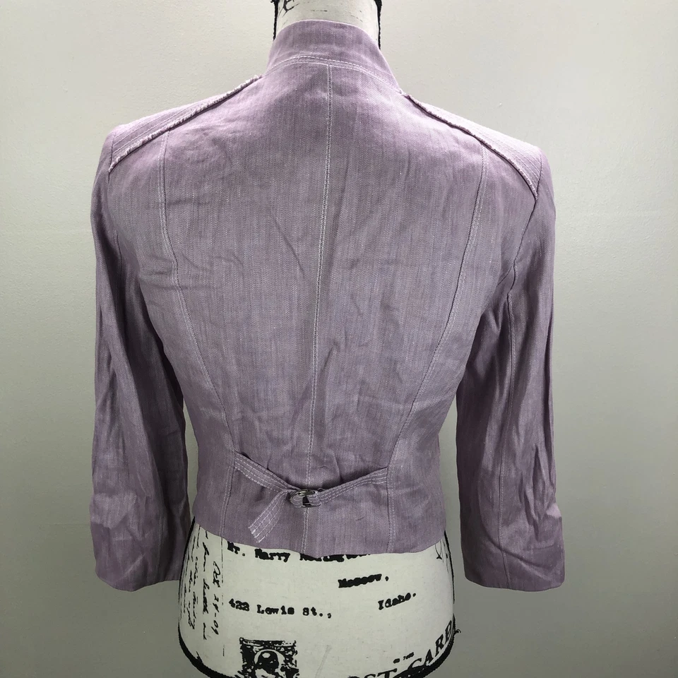 Blazer Traje Chaqueta Mujer WHITE HOUSE BLACK MARKET Estilo Abierto Lino Púrpura 2 Foto 3 de 4