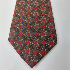 Vintage Guy Laroche 100% Silk Burgundy Geometric Tie Necktie Made in USA