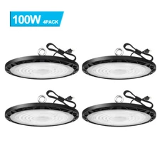 4Pcs 100W UFO LED High Bay Light Commercial Warehouse Factory Lighting Fixtures