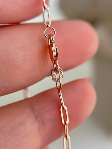 14k Solid ROSE GOLD Paper Clip Chain 1.5mm 2mm Necklace Paper Clip 16" 18" 20" - Picture 27 of 28
