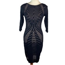 Calvin Klein Womans Knit Dress Size S Black Cutout Pattern 