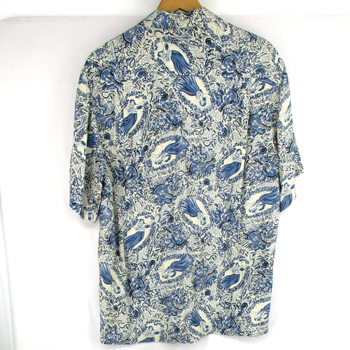 Vintage 70s Kamehameha Hawaiian Shirt Mens L Hula Girls Rayon Coconut Buttons - Picture 5 of 7