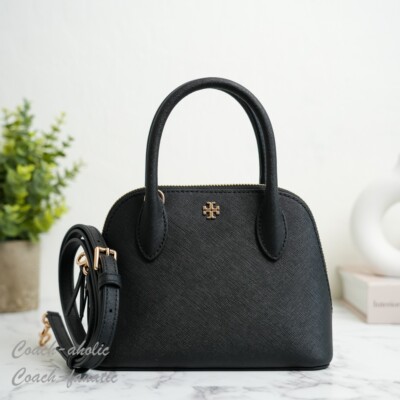 NWT Tory Burch Emerson Mini Dome Satchel Crossbody in Black 159531