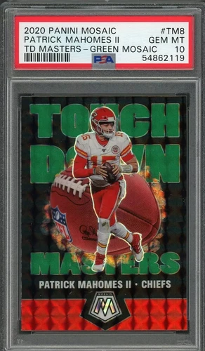 Patrick Mahomes 2020 Panini Mosaic "Touchdown Masters - Green" - PSA 10 - GEM MT