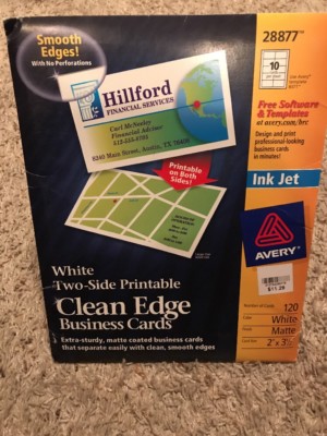 120 Cards New Avery Ink Jet Printer White Business Matte Cards Clean Edge 28877