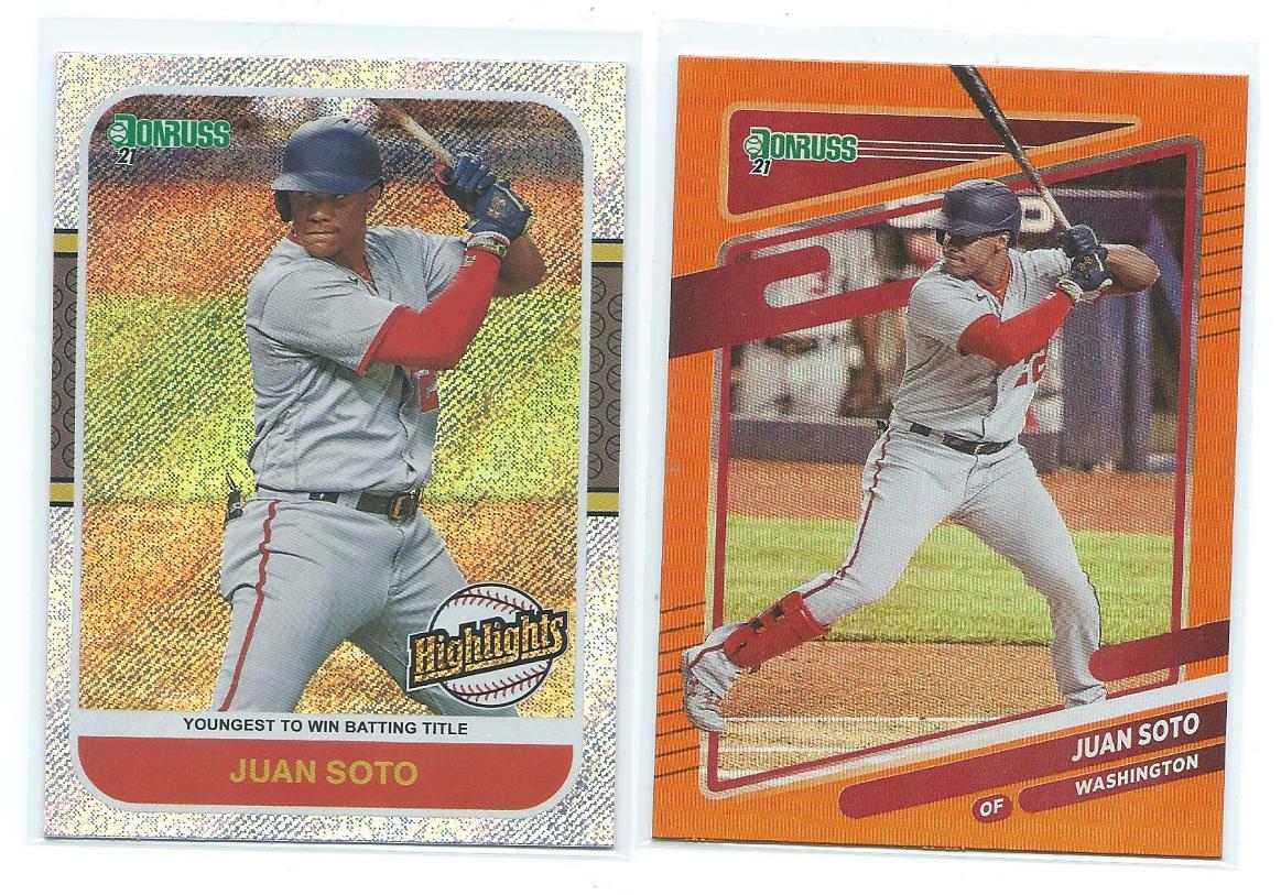 2021 Donruss-Juan Soto =Orange parallel #195 & Silver Rapture #HI3