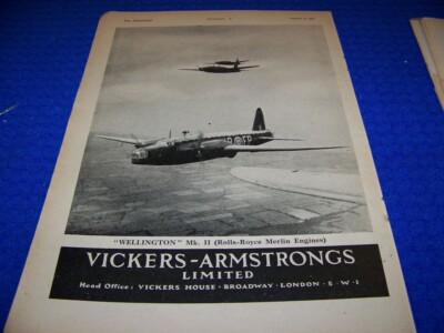 1942 VICKERS-ARMSTRONGS WELLINGTON MK.II..1-PAGE SALES AD..RARE! (639JJ)