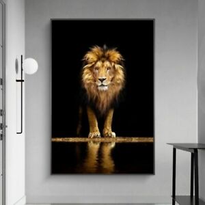 Abstract Lions Oil Paintings on Canvas Poster Home Room Wall Art Decor Animals