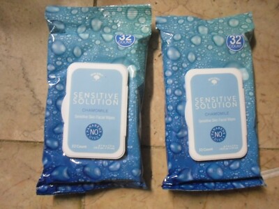 New 2 X 32 Counts Bolero Sensitive Solution chamomile Sensitive Skin Facial Wipe
