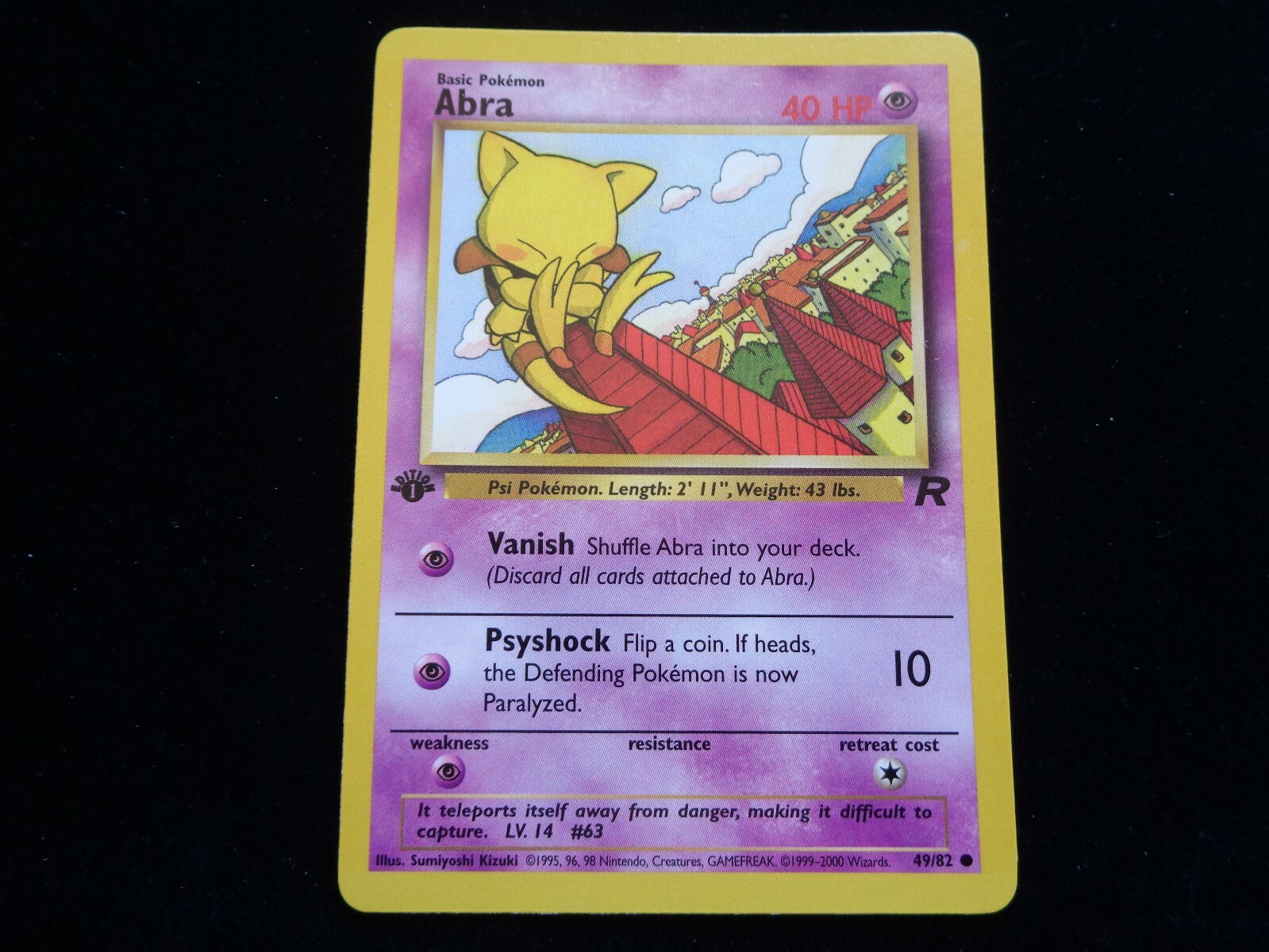 Pokemon ~ ABRA ~Team Rocket FIRST EDITION Card 49/82 (NM) Near Mint