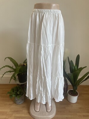 BOHO FESTIVAL SUMMER WHITE LONG HIPPIE MAXI SKIRT