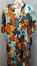 MSK Maxi Dress Womens 2X Multi Floral Short Sleeve Split V-Neck Cinch Tie Waist
