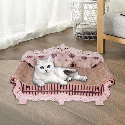 Wellpappe Katzenkratzer Couch Bett Katzenkratzunterlage 50x24x24cm Gebrauchsspuren