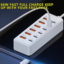12-Port USB 66 W Fast Charging Station with 6 Type-C PD and 6 USB-A Ports USA