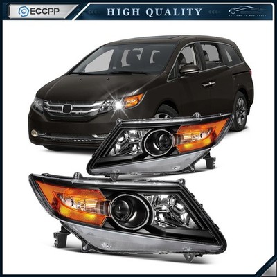 ECCPP Headlights Assembly For Honda Odyssey 3.5L 2011-2017 Pair Kit Black Amber