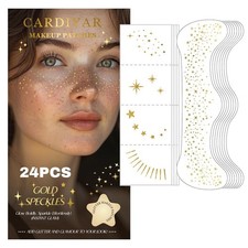 24PCS Glitter Freckles Face Tattoos Waterproof Gold Makeup