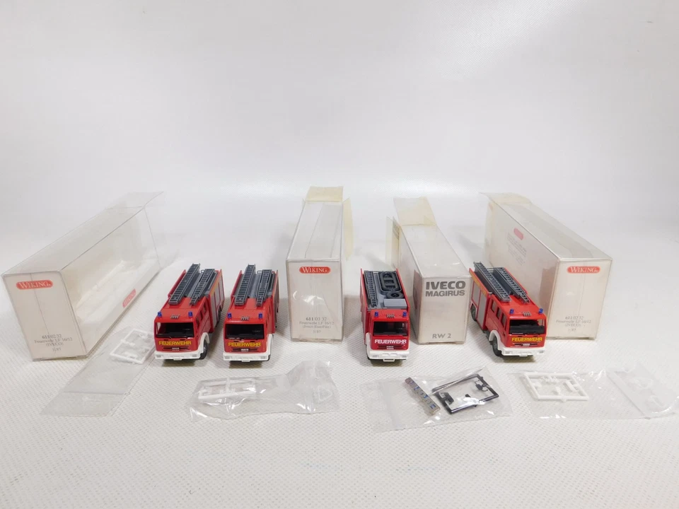 4X Wiking H0 1:87 Iveco Pompiere RW 2 611 02 32 611 03 37 LF TOP+Box #DP626-0,5 - Immagine 4 di 4
