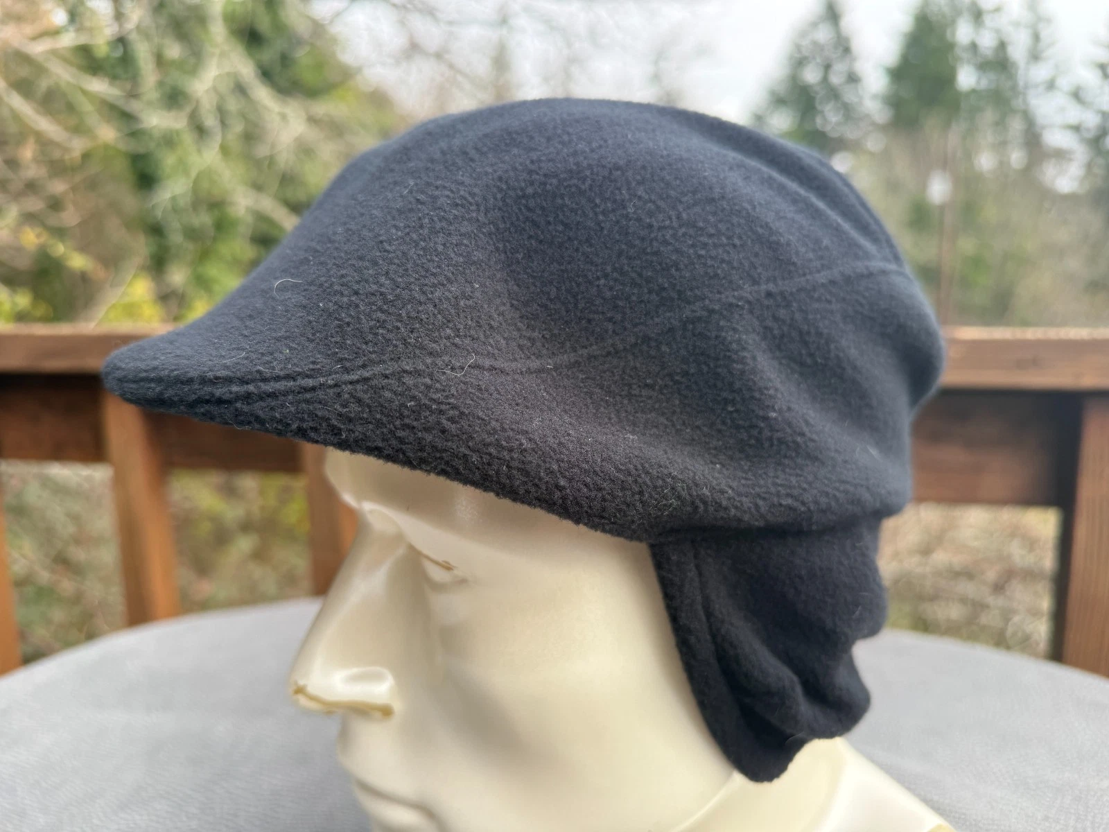 vtg PATAGONIA HAT Black NEWSBOY Rare Fleece EAR FLAPS Large 90s peaky blinders