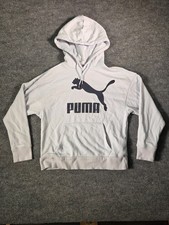 Puma Young Girl's Hoodie White Size XS Long Sleeves Graphic Print Logo Pockets