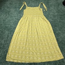 Kate Quinn Womens Sz S Tank Dress Smocked Stretch Pockets Green Golf Themed Sun