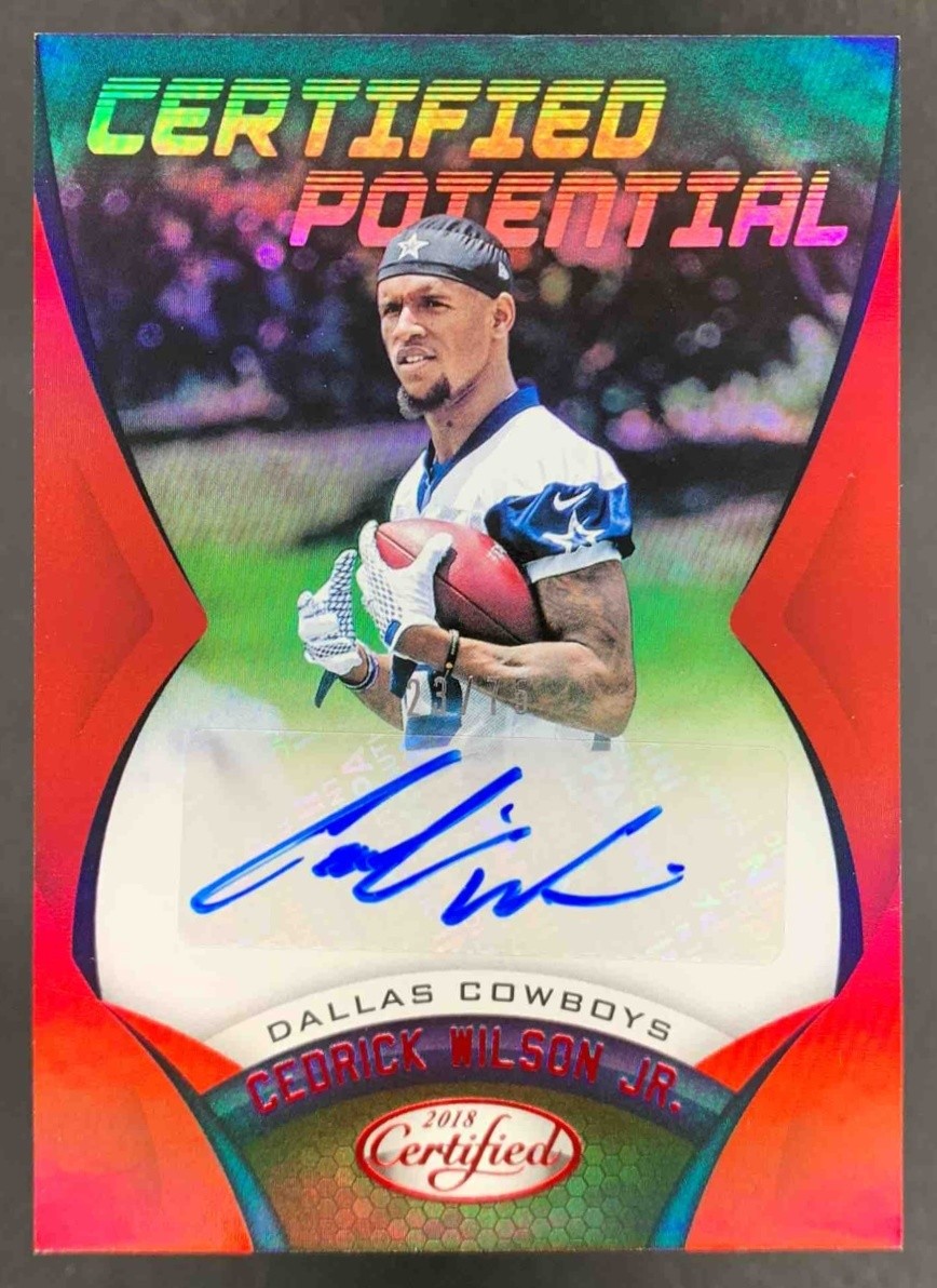 Cedrick Wilson Jr. Panini Prizm Rookie Autographs #CW Red Wave