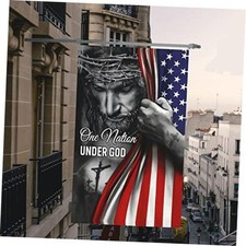 Auoltior Christian American Flag 3x5 ft with Jesus - One Nation Under God,