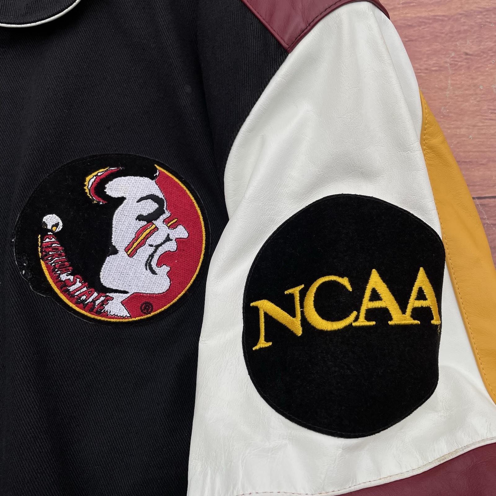Vintage 90s Jeff Hamilton Florida State Seminoles NCAA Leather Jacket Mens Small