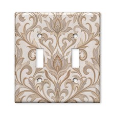 Tan Taupe Damask Scrollwork Light Switch Plate Cover Decorative Toggle Outlet