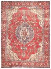 Traditional Vintage Hand-Knotted Area Rug 9'5" x 12'10" Oriental Wool Carpet