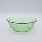 Vtg Indiana Depression Glass Serving Bowl Green #612 Horseshoe Poppy Pattern