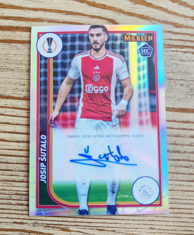 Josip Sutalo Auto Refractor RC 2023-24 Topps Merlin UCC Rookie #AU-JS AFC Ajax
